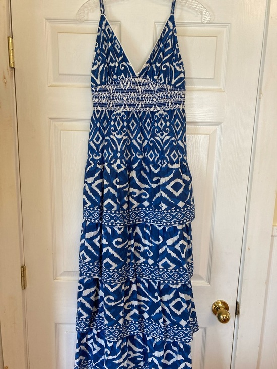 Caroline Constas Dresses & Skirts - Caroline Constas Blue and White Floral Lace-Trim Dress